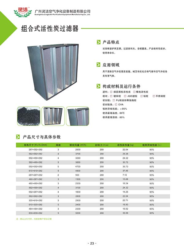 組合式活性（xìng）炭高效過濾器用途