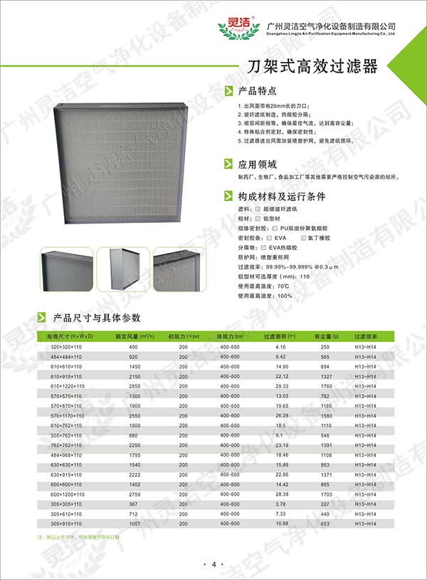 刀架式(shì)|刀口式高(gāo)效過濾器 刀(dāo)架(jià)式|刀口式(shì)高效過濾器