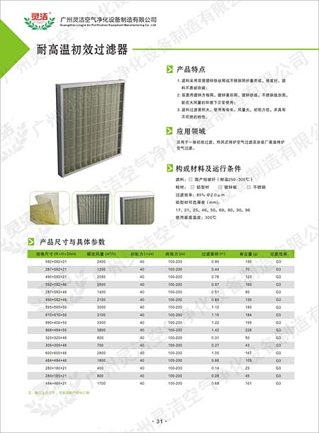 GT耐高溫粗效過濾器應用與（yǔ）耐高溫初（chū）效過濾器設計（jì）特點（diǎn） 